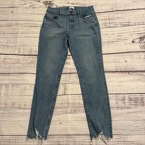 Loft Jeans Distressed Hem Cuffs Straight Stretch Distressed Women's Size 8 29x27